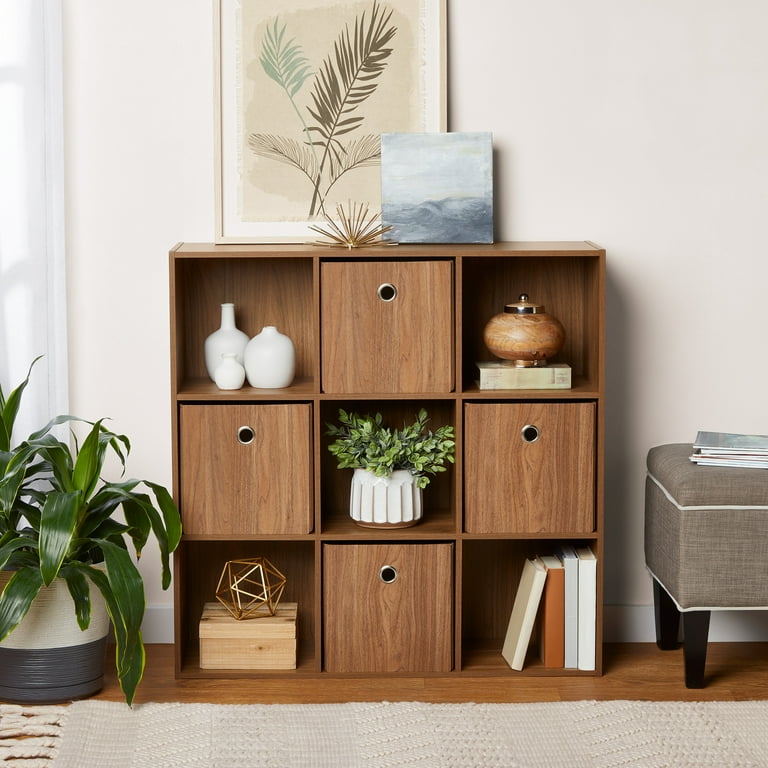 Mainstays 9 Cube Storage Organizer Bookcase, Warm Walnut - Walmart.com