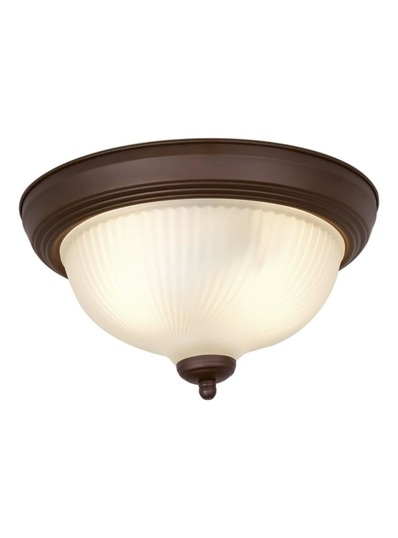 Mainstays 11" Classic Flush Mount Ceiling Light, Bronze Finish Frosted Glass Shade, Bulb Not Included
