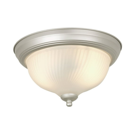 Mainstays 11" Classic Flush Mount Ceiling Light, Nickel Finish Frosted Glass Shade, No Bulb Included
