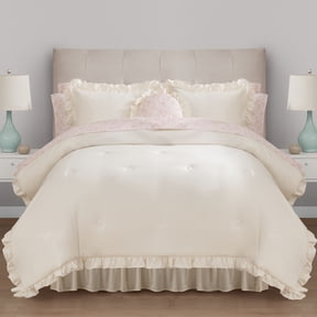Mainstays All in One Reversible Comforter and Sheet set- 11 Piece, Queen, Cream Ruffle