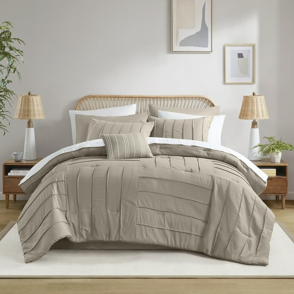 Mainstays All in One Reversible Comforter and Sheet set- 11 Piece, Queen, Washed Stone Texture