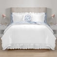 thumbnail image 1 of Mainstays All in One Reversible Comforter and Sheet Set- 11 Piece, Full, White and Blue Ruffle, 1 of 14