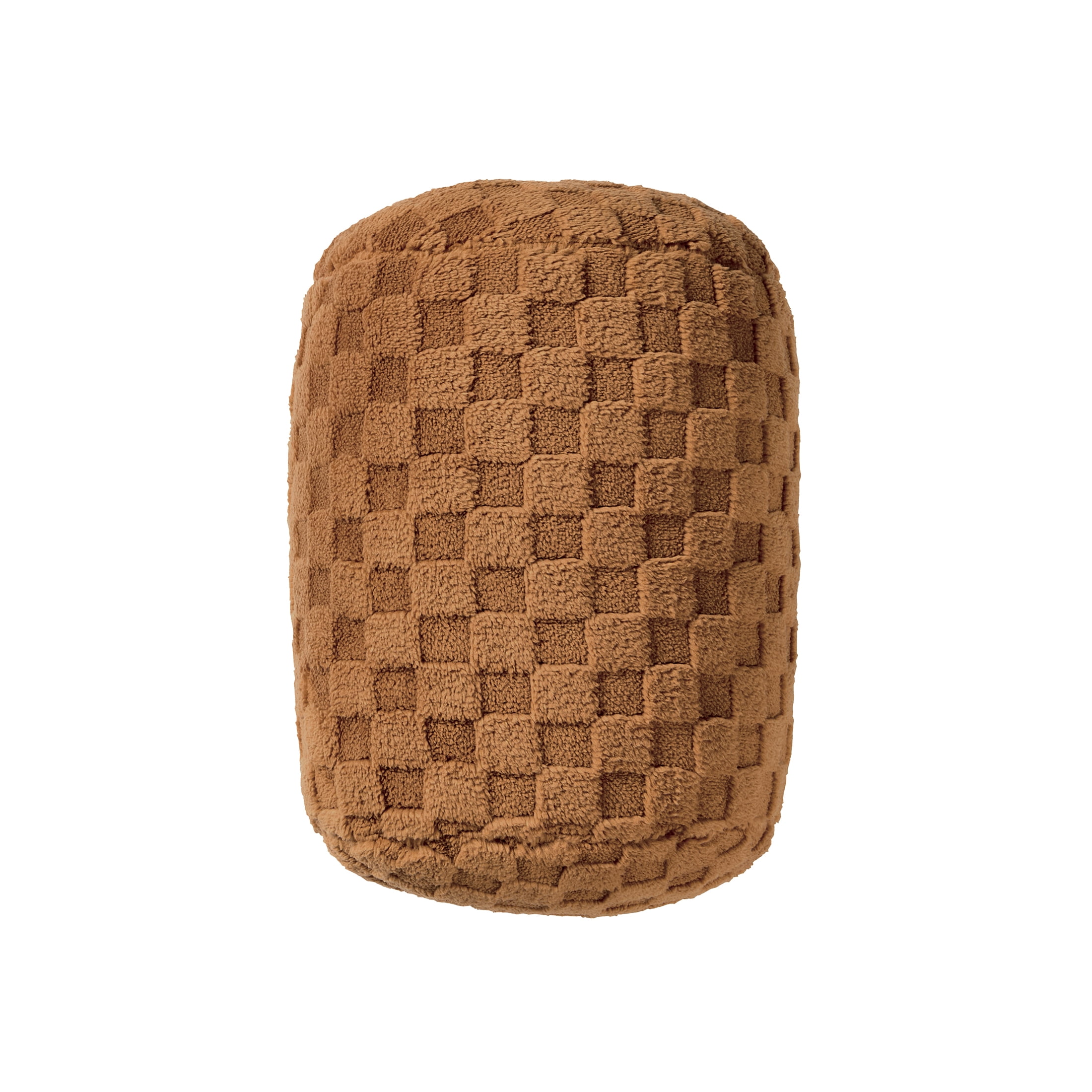Mainstays 11" x 10" Brown Sherpa Check Bolster Decorative Pillow