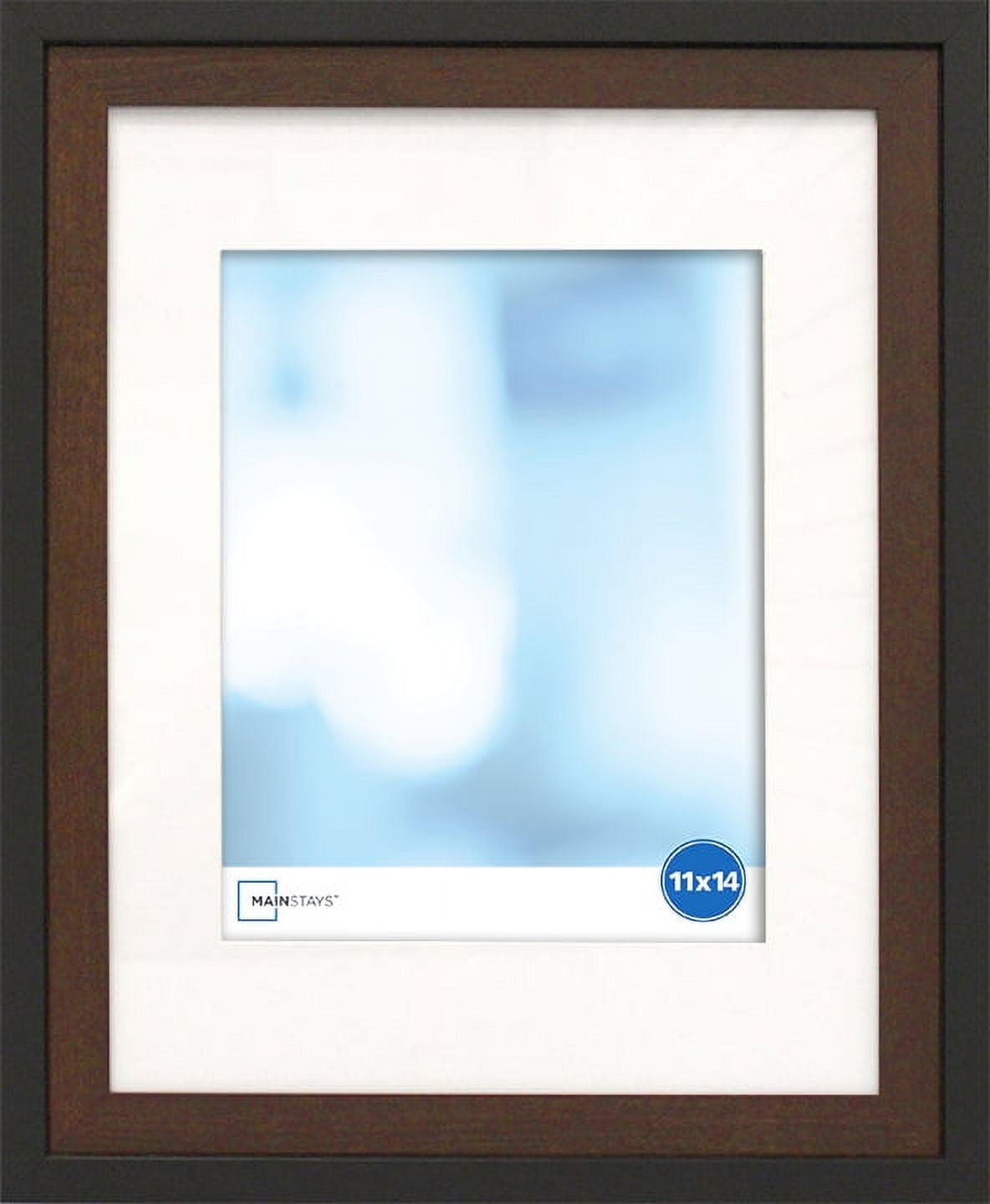 Mainstays 11” x 14" Matted to 8” x 10" TwoTone Black Wood Photo Frame