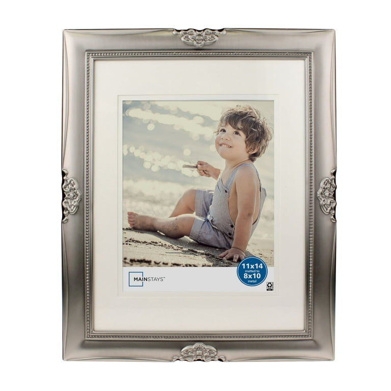 Mainstays 11 x 14 Rectangle Metal Tabletop Picture Frame, Pewter