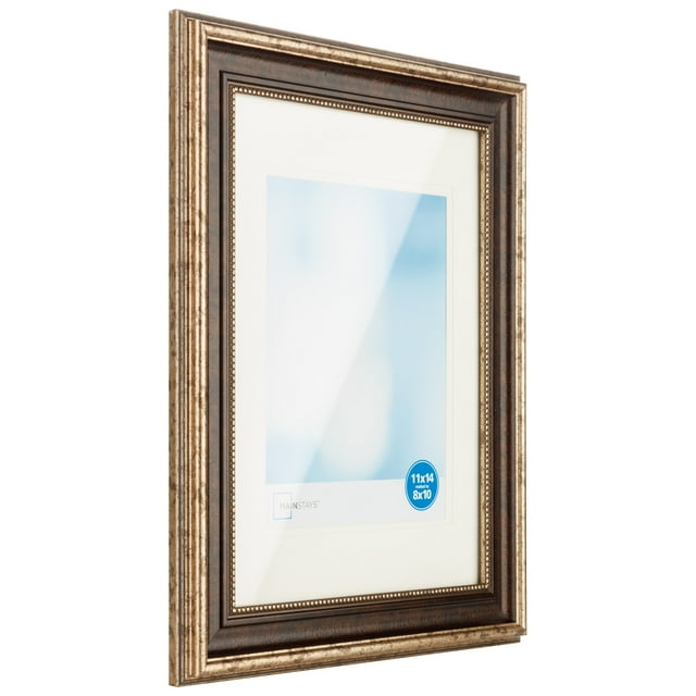 Mainstays 11" x 14" matted to 8" x 10" Distressed Champagne Picture