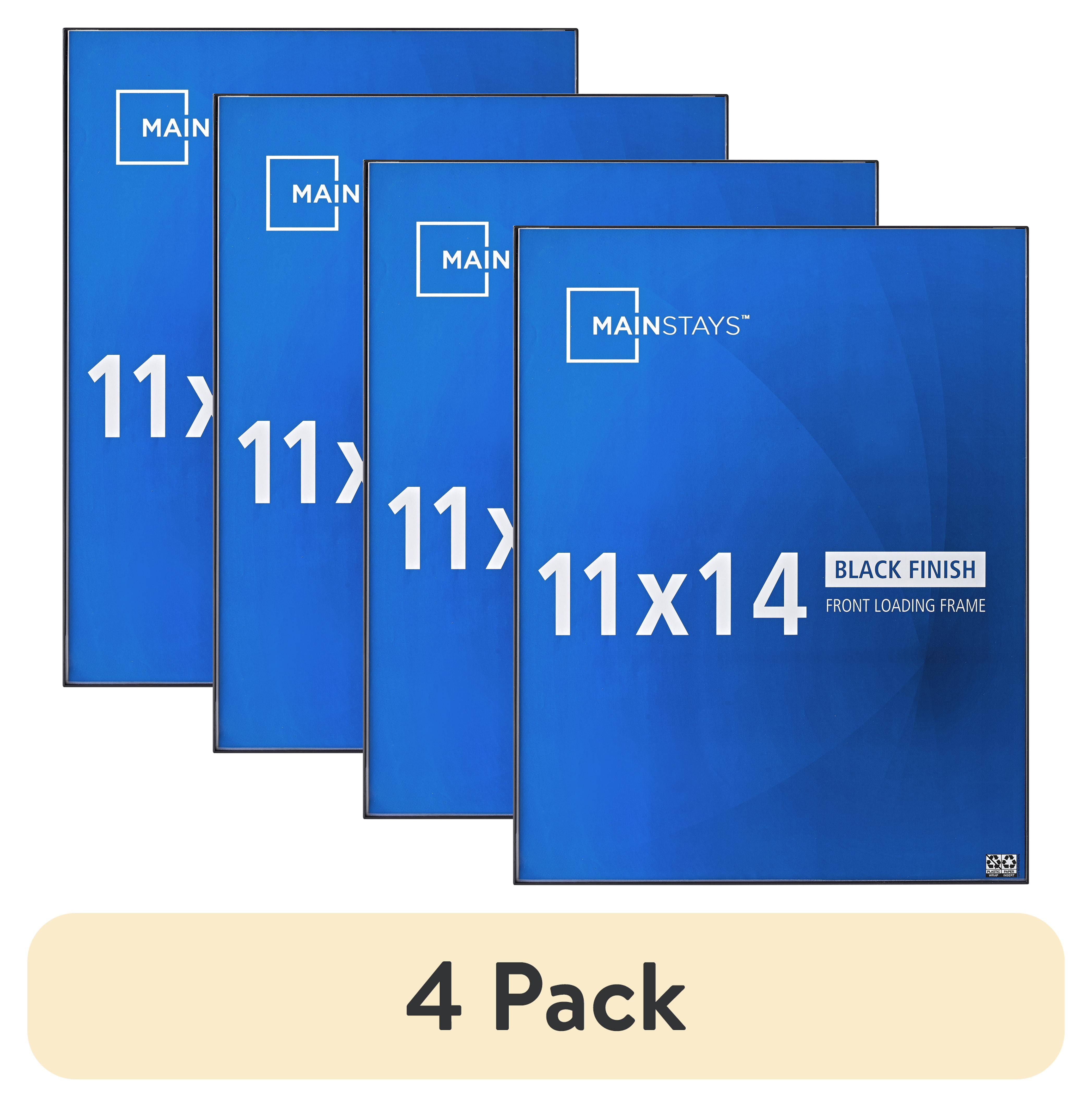 (4 pack) Mainstays 11x14 Front Loading Tabletop Picture Frame, Black