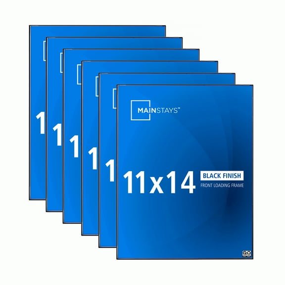 Mainstays – 11x14 Picture Frame – Black Front Loading Wall or Tabletop Photo Frame, Set of 6