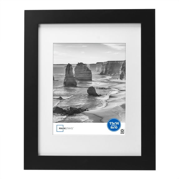 Mainstays 11x14 Matted to 8x10 Flat Wide Black Gallery Wall Picture Frame
