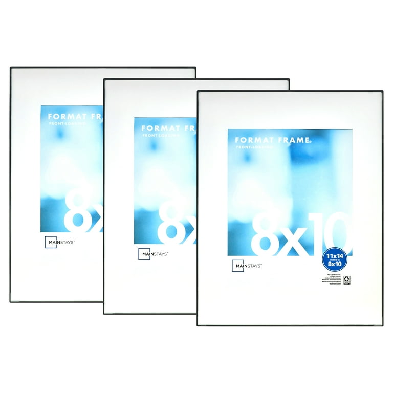 Mainstays 11x14 Matted to 8x10 Front Loading Picture Frame Black Set of 3