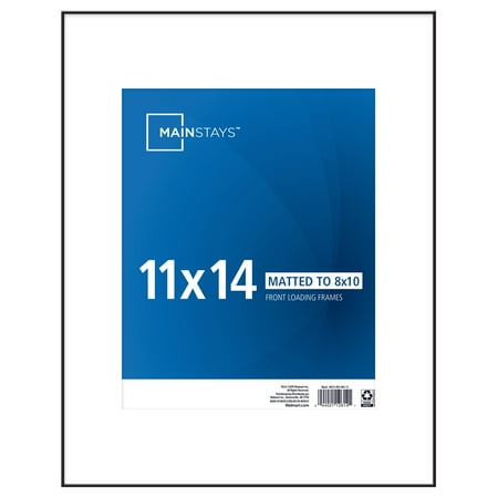 Mainstays 11x14 Matted to 8x10 Front Loading Picture Frame, Black