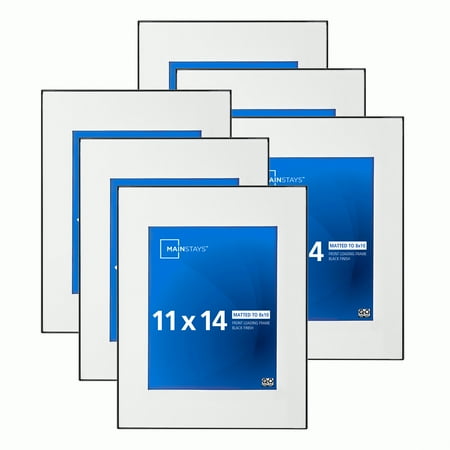 Mainstays – 8x10 Picture Frame – Black Front Loading Matted Wall or Tabletop Photo Frame, Set of 6