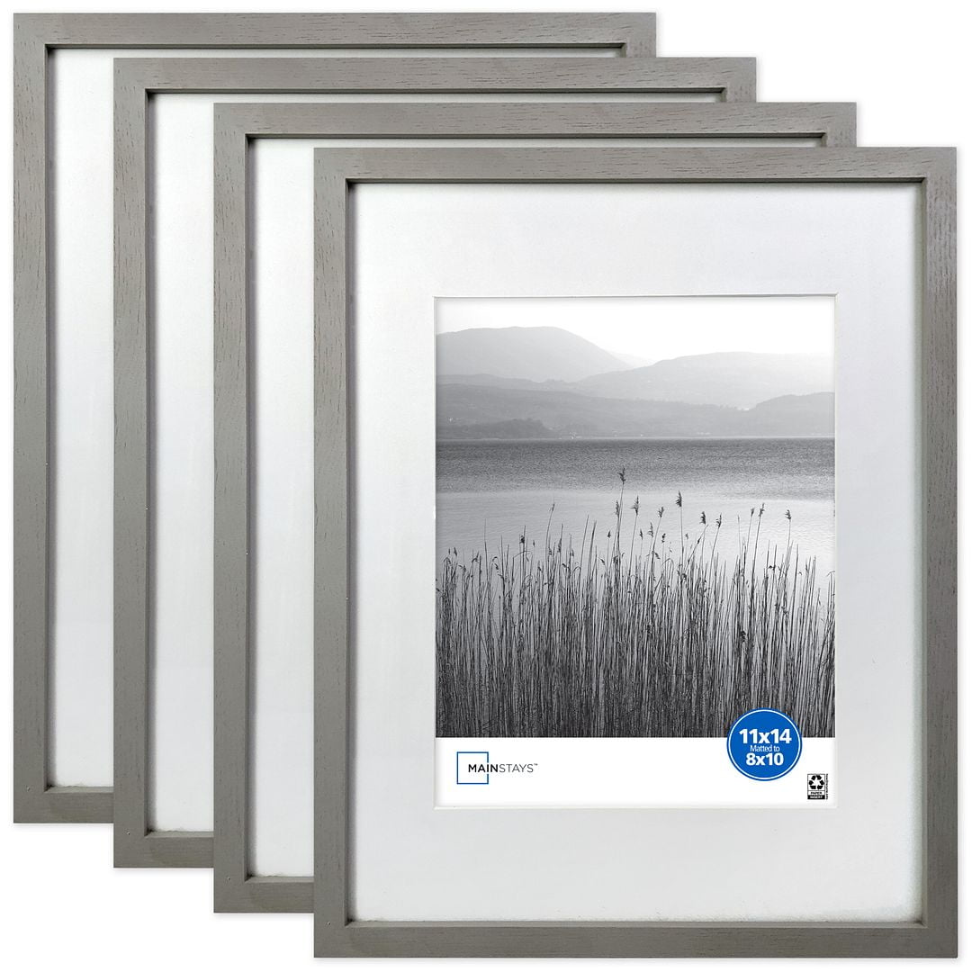 Mainstays 11X14 Matted to 8X10 Front Loading Picture Frame, Black, Set of 3