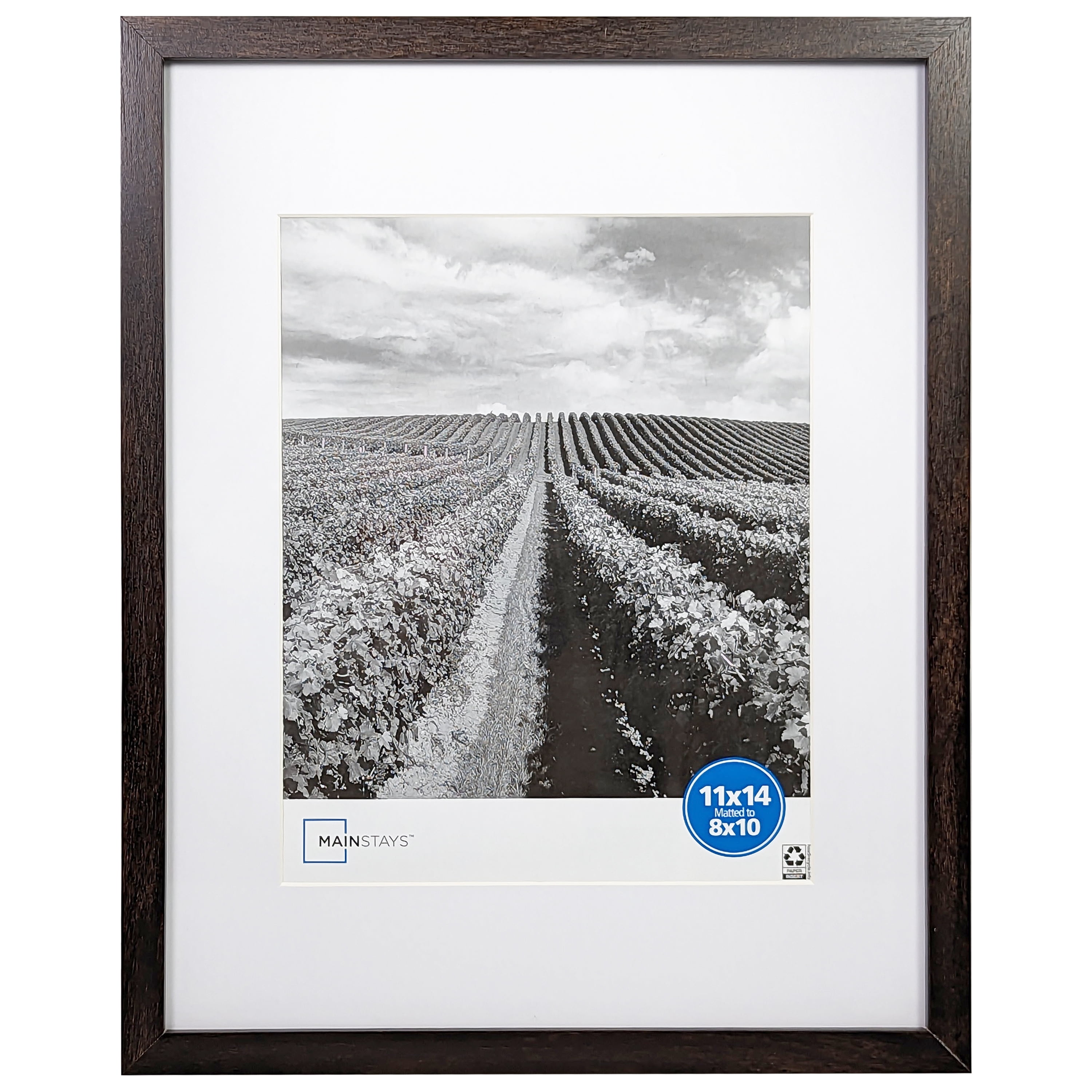 Mainstays – 8x10 Picture Frame – Brown Matted Gallery Linear Program Wall Photo Frame