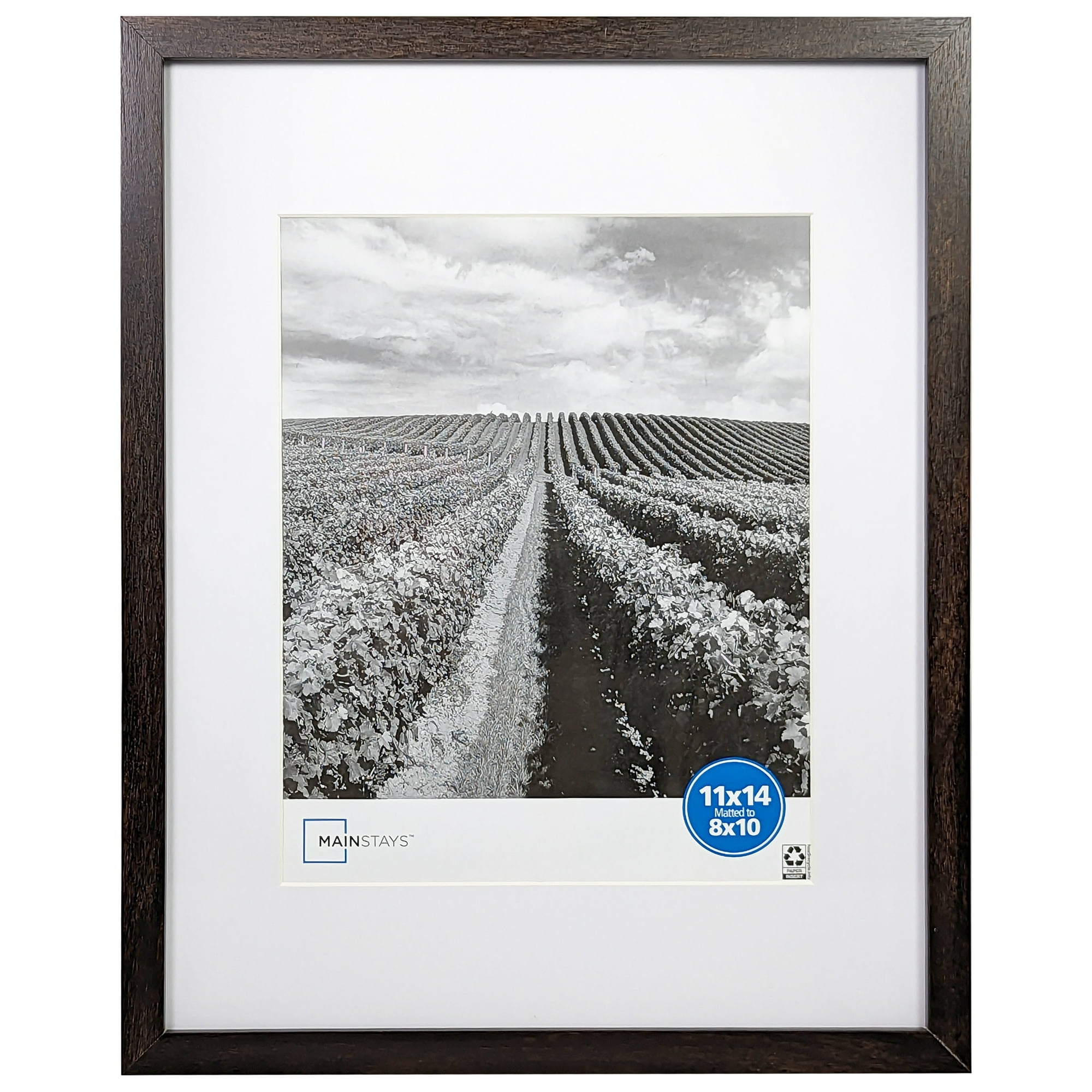 Mainstays – 8x10 Picture Frame – Brown Matted Gallery Linear Program Wall Photo Frame