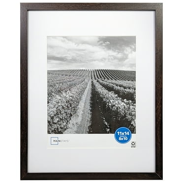Mainstays 11x14 Matted to 8x10 Linear Picture Frame, Brown