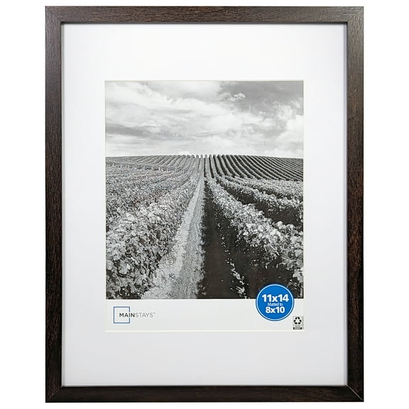 Mainstays 11x14 Matted to 8x10 Linear Picture Frame, Brown