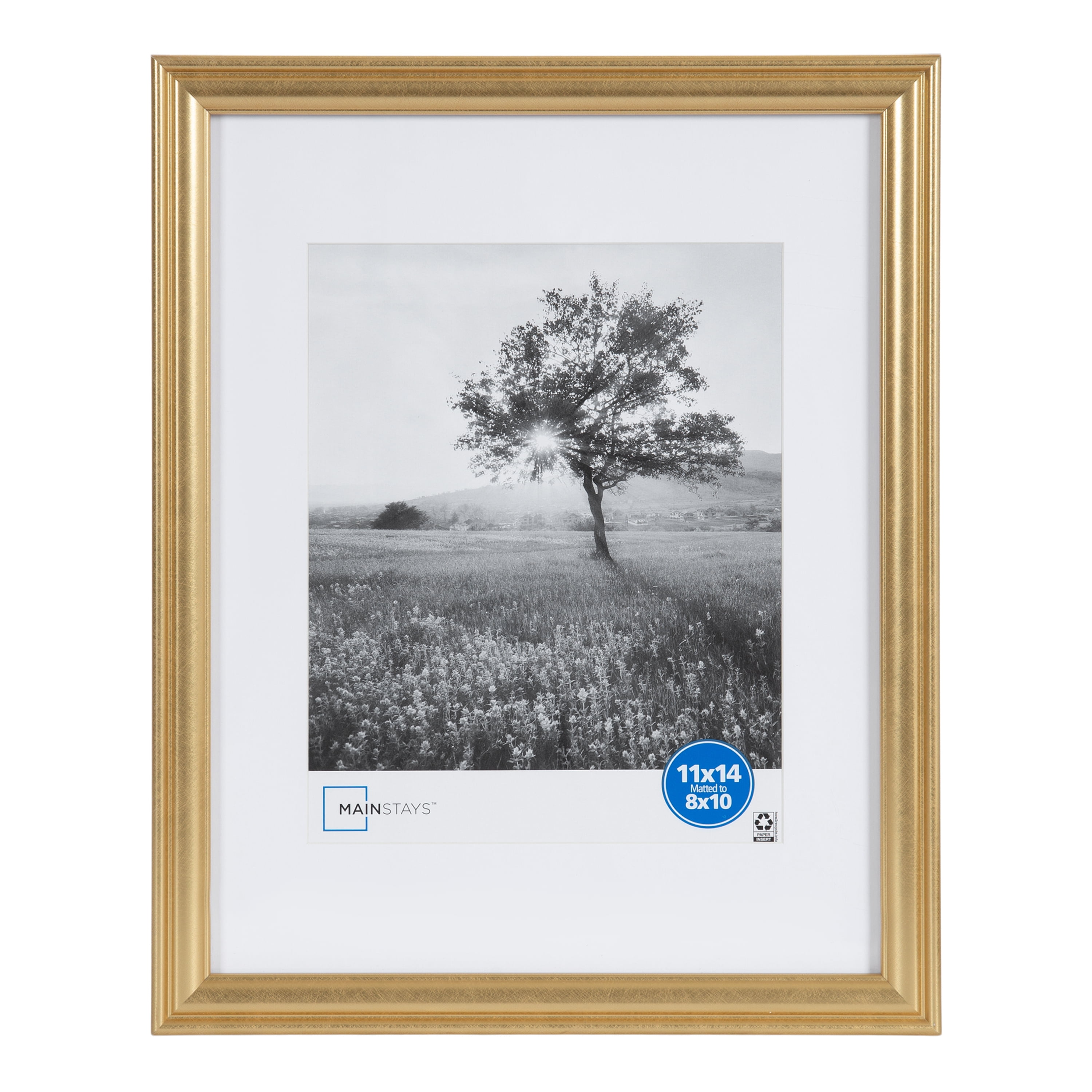 Mainstays 11x14 Matted to 8x10 Traditional Gallery Wall Picture Frame, Gold