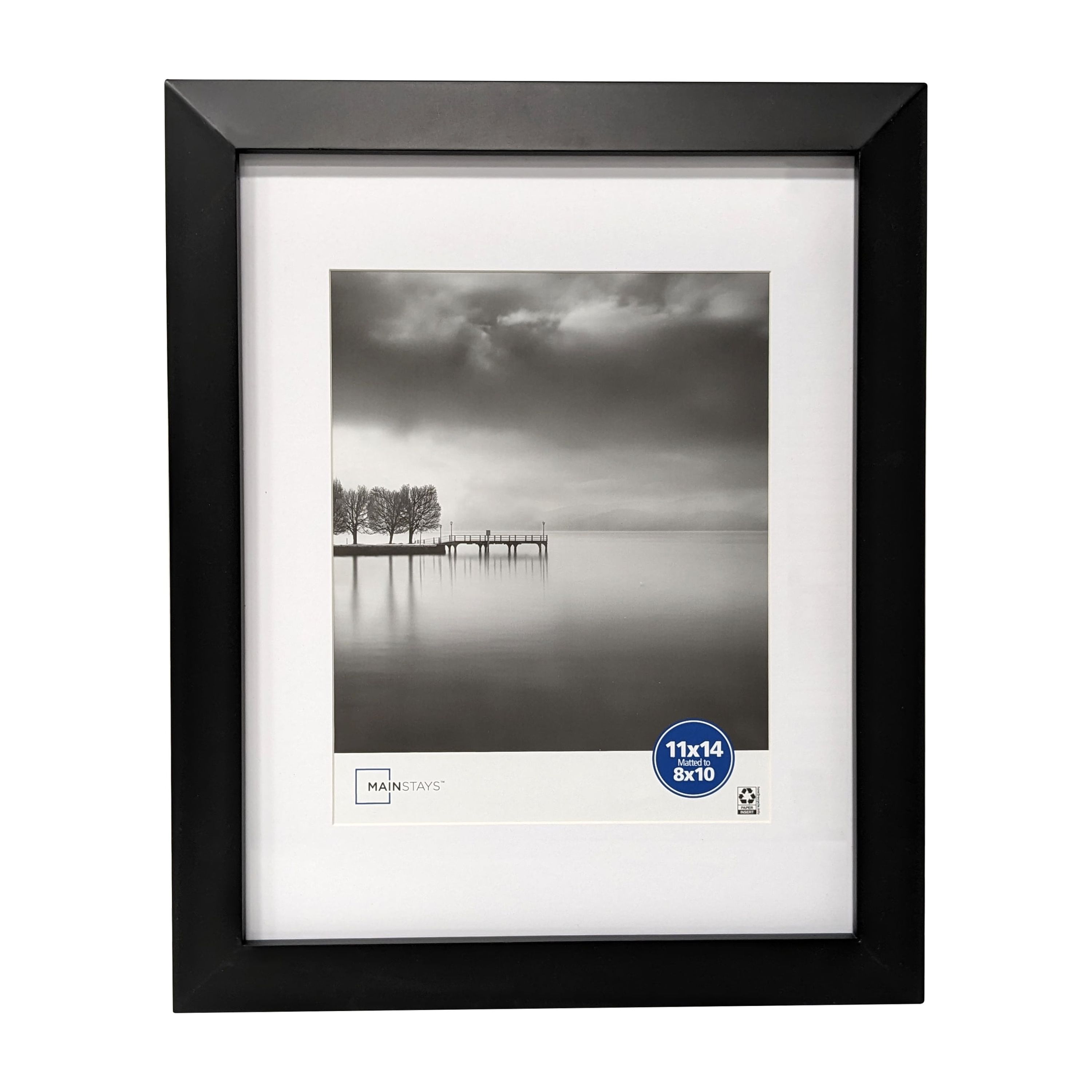 Mainstays 11x14 Matted to 8x10 Wide Beveled Tabletop Picture Frame, Black - image 1 of 7