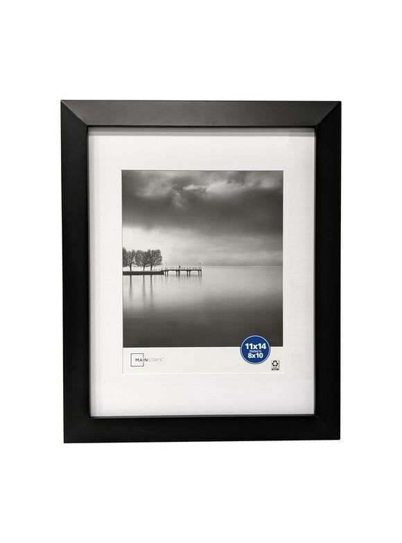 Mainstays 11x14 Matted to 8x10 Wide Beveled Tabletop Picture Frame, Black