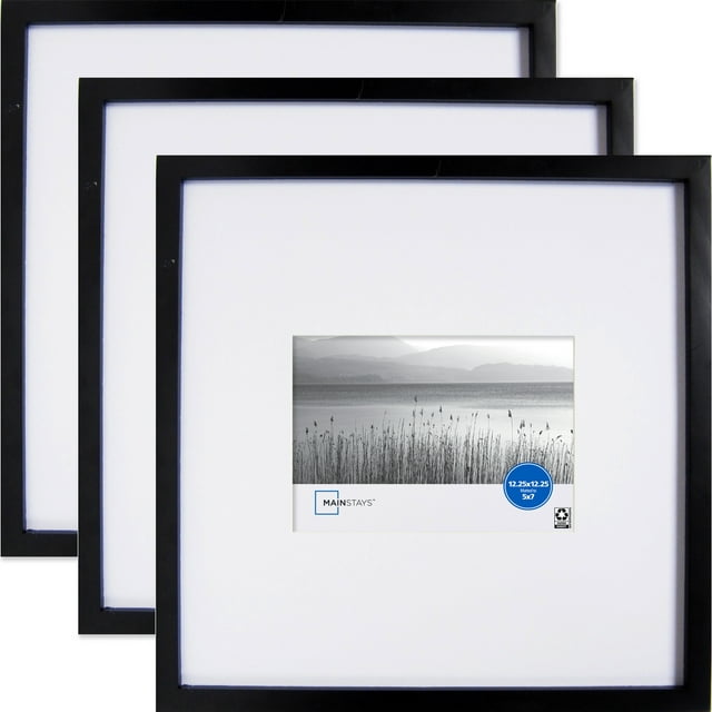 Mainstays 12.25x12.25 Matted to 5x7 Linear Gallery Wall Picture Frame, Set of 3