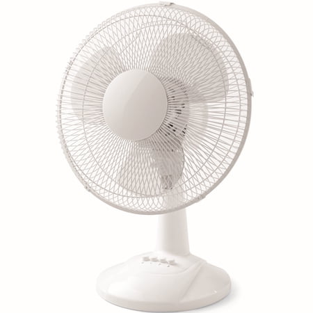 Mainstays 12" 3-Speed Oscillating Table Fan, Model## FT30-13PW, White