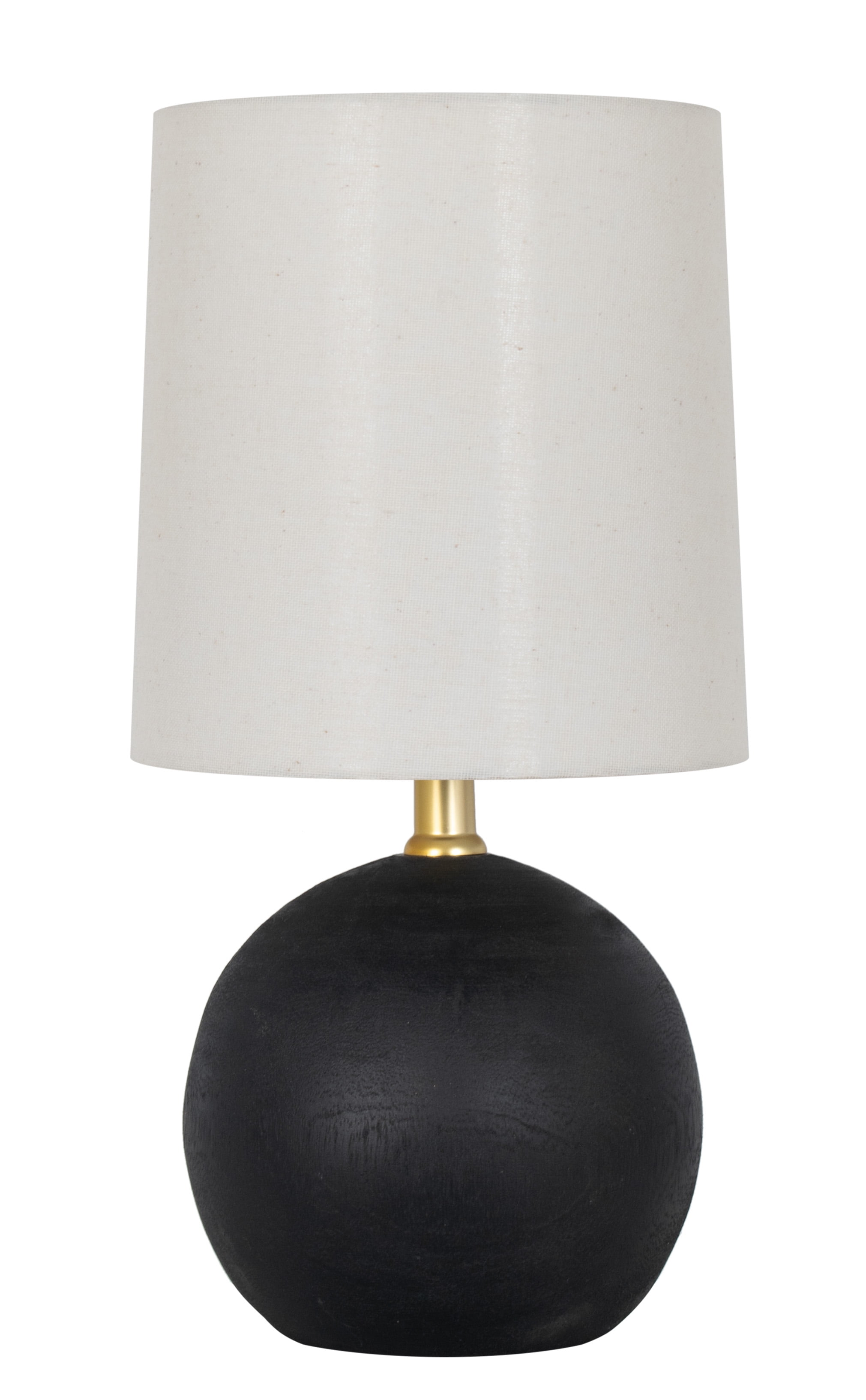 Mainstays 12.5” Mini Black Wood Ball Table Lamp with White Fabric Shade