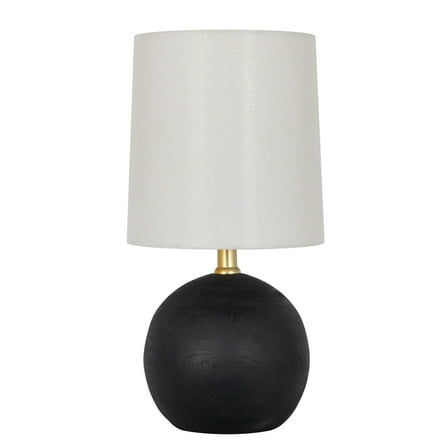 Mainstays 12.5” Mini Black Wood Ball Table Lamp with White Fabric Shade