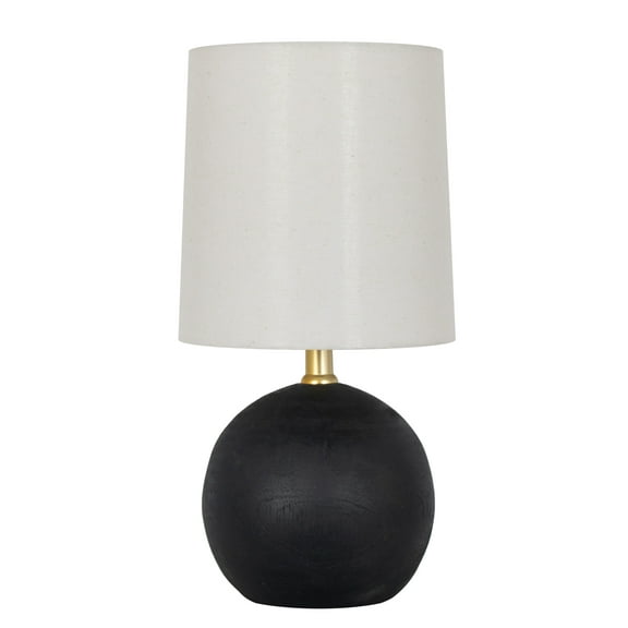 Mainstays 12.5” Mini Black Wood Ball Table Lamp with White Fabric Shade