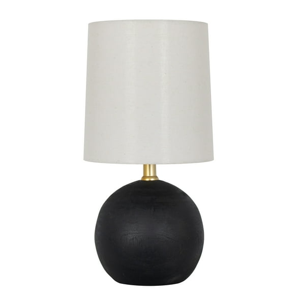 Mainstays 12.5” Mini Black Wood Ball Table Lamp with White Fabric Shade