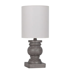 Mainstays 12.75 in Mini Table Lamp, Weathered Wood Finish, Polyresin, White Shade