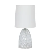 Mainstays 12.75”  Mini Clear Glass Table Lamp with White Shade