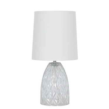 Mainstays 12.75”  Mini Clear Glass Table Lamp with White Shade