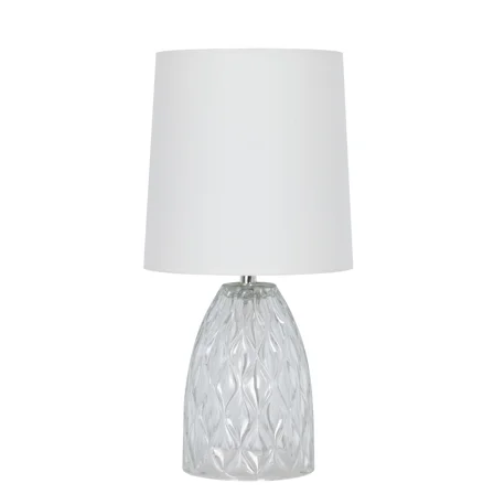 Mainstays 12.75”  Mini Clear Glass Table Lamp with White Shade
