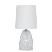 Mainstays Mini Clear Glass Table Lamp with White Shade, 12.75 in