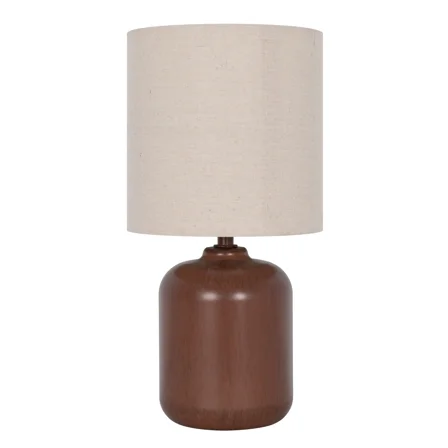 Mainstays 12.75” Traditional Faux Wood Table Lamp with Oatmeal Linen Shade