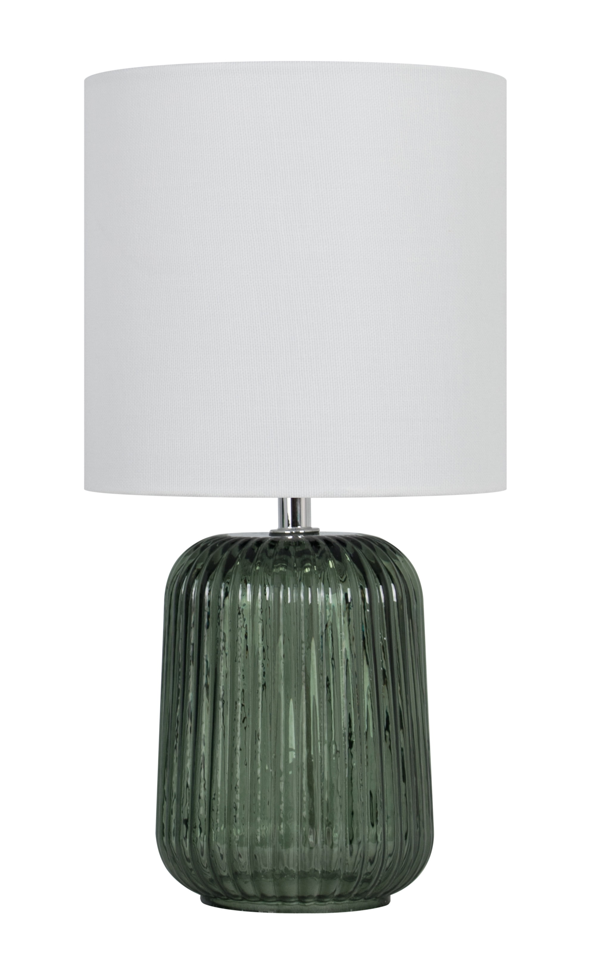 Mainstays Green Glass Table Lamp with White Linen Shade, 12.75 Inch