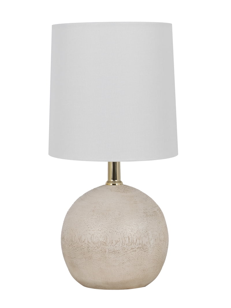 Mainstays 12.75 inch White Ball Table Lamp with Linen Shade for