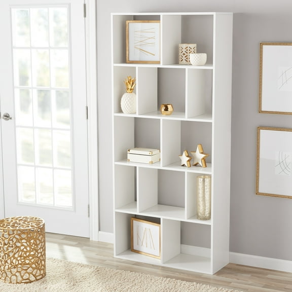 Mainstays Modern 12-Cube Square Shelf Bookcase, White