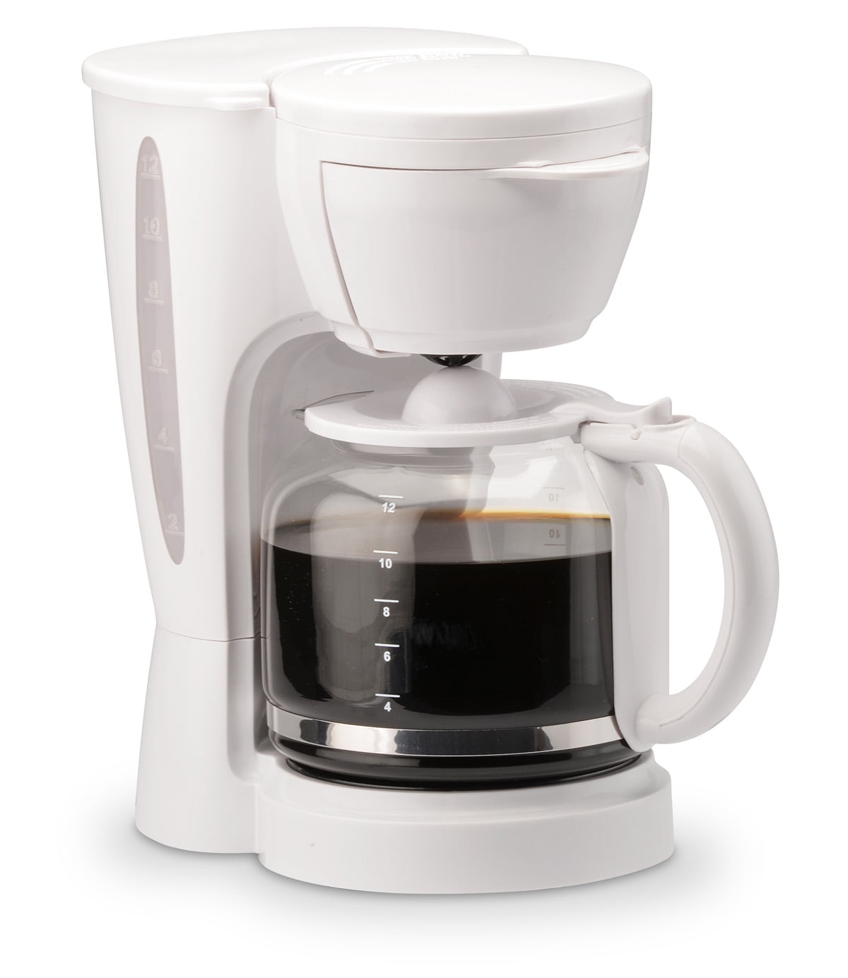 Mainstays 12-Cup Drip Coffee Maker with Anti-Drip and Pause and Serve, White