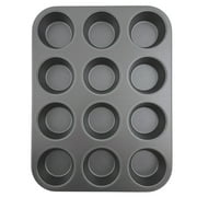 Mainstays 12-Cup Nonstick Muffin Pan, Cupcake Pan, 2.9" Diameter Cup, Gray, 1 Count