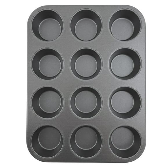 Mainstays 12-Cup Nonstick Muffin Pan, Cupcake Pan, 2.9" Diameter Cup, Gray, 1 Count
