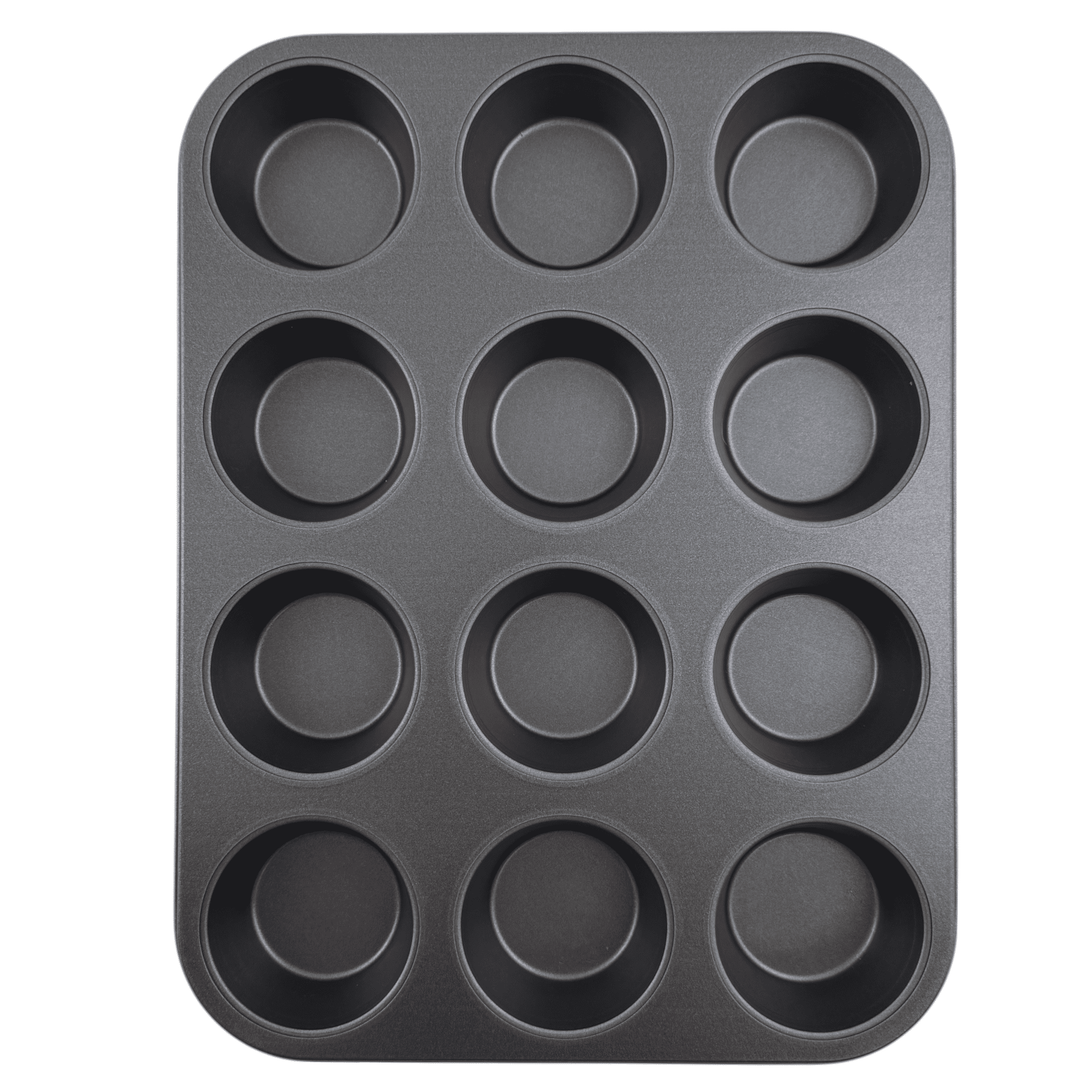 Mainstays 12-Cup Nonstick Muffin Pan, Cupcake Pan, 2.9" Diameter Cup, Gray