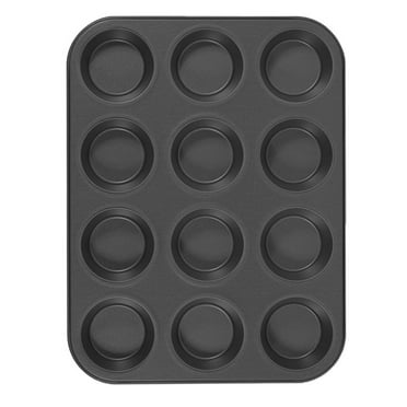 Mainstays 12-Cup Nonstick Muffin Pan, Cupcake Pan, 2.9" Diameter Cup, Gray