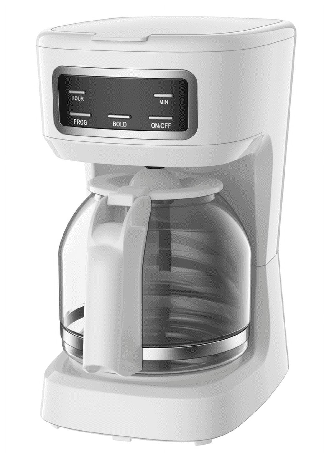 Mainstays 12 Cup Programmable Coffee Maker, 1.8 Liter Capacity, White