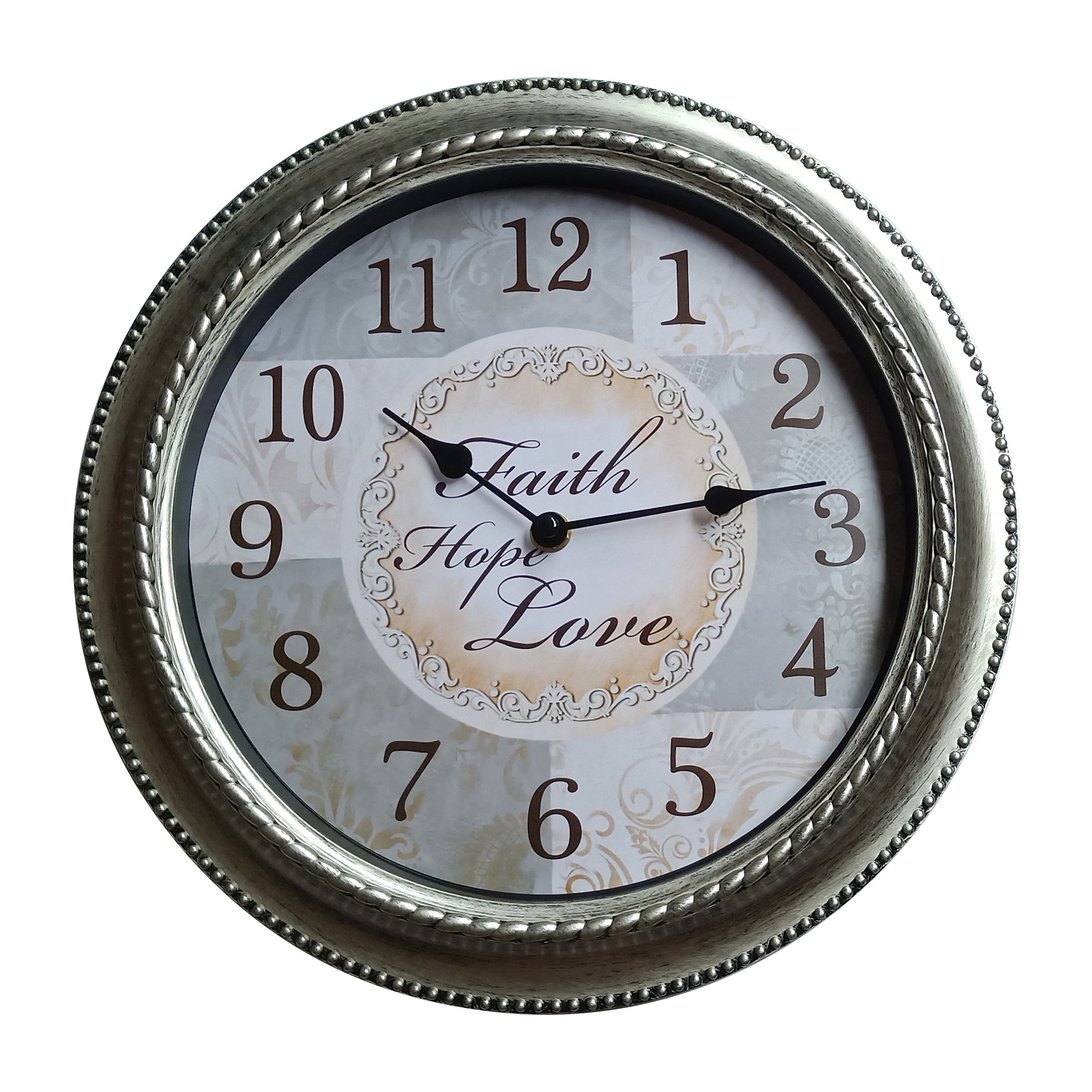 Mainstays 12" Inspirational Analog Wall Clock "Faith Hope Love", Bronze