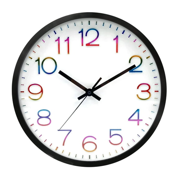 Mainstays 12" Modern Wall Clock, Multicolor Numbers