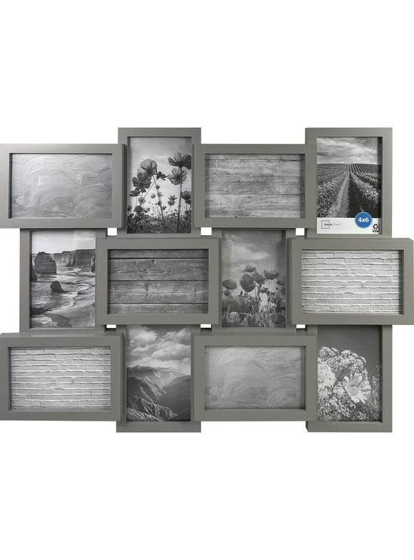 Mainstays 12-Opening 4x6 Linear Grey Collage Picture Frame (Holds 12 - 4x6 inch Photos)