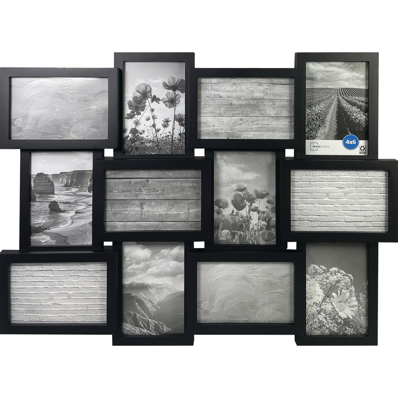 Black and White 4x6 Collage Frame - Holds 4 4x6 Photos (2 Pack