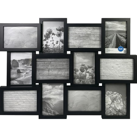 Mainstays 12-Opening Linear Black Collage Picture Frame (Holds 12 - 4x6 inch Photos)